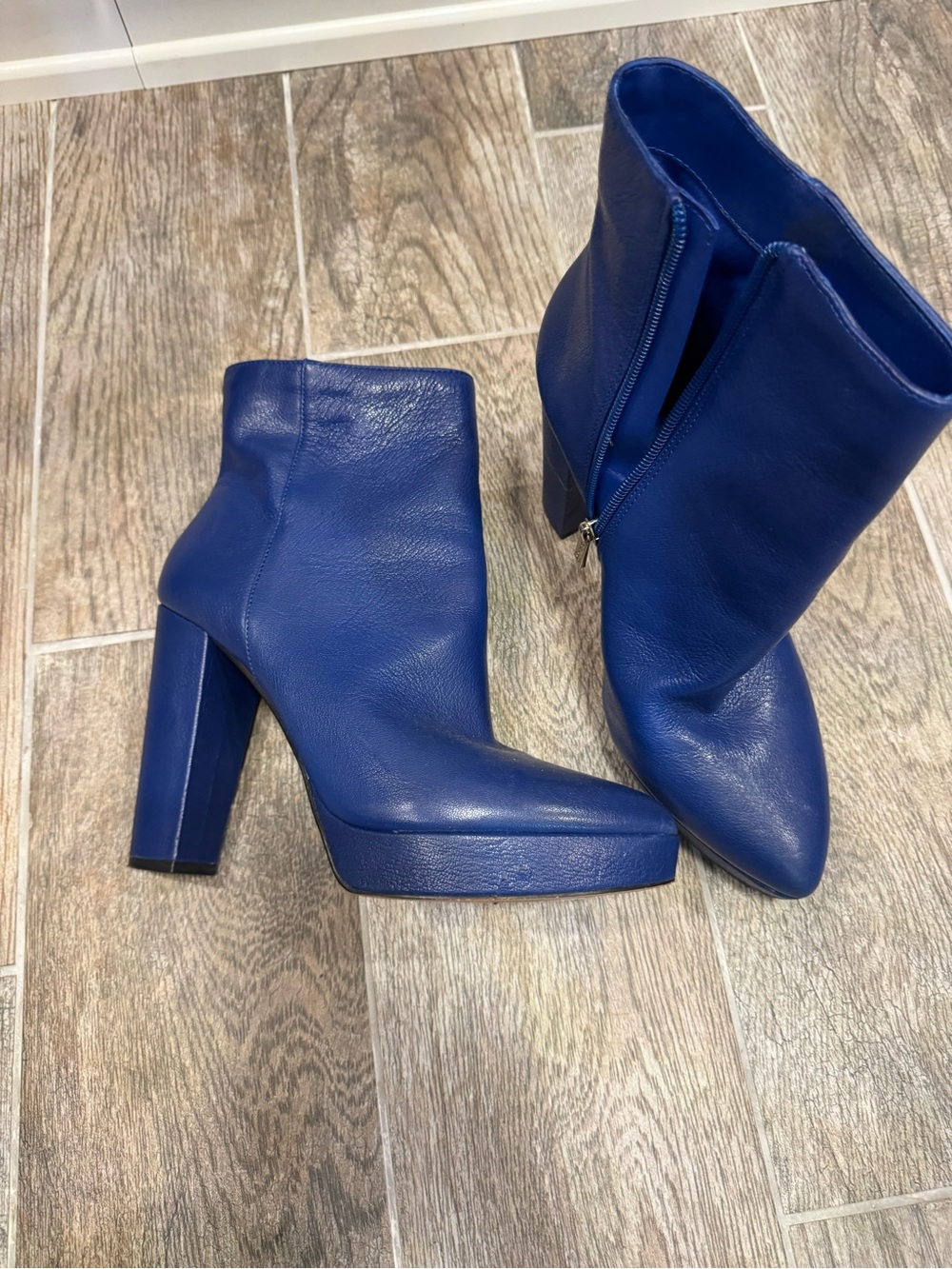 Jessica Simpson Royal Blue High Block Heel Ankle Boots